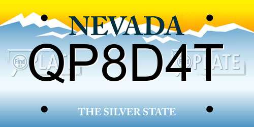 QP8D4T Nevada License Plate