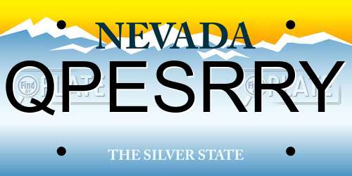 QPESRRY Nevada License Plate