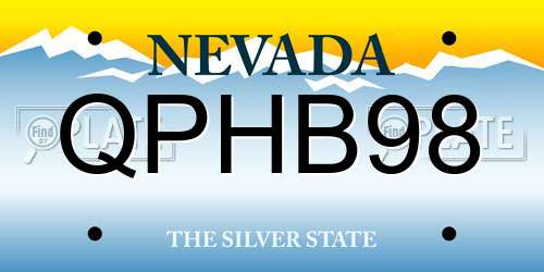 QPHB98 Nevada License Plate