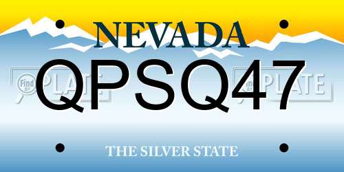 QPSQ47 Nevada License Plate