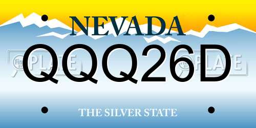 QQQ26D Nevada License Plate
