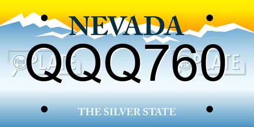 QQQ760 Nevada License Plate