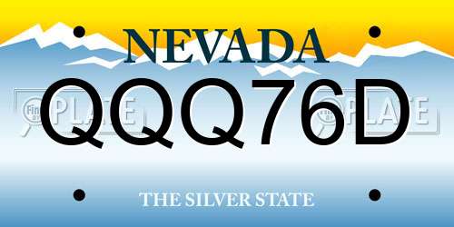 QQQ76D Nevada License Plate