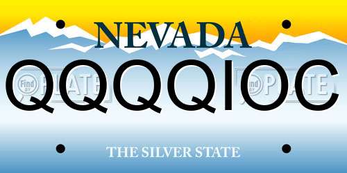 QQQQIOC Nevada License Plate