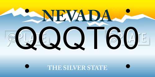 QQQT60 Nevada License Plate