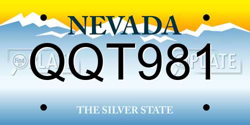 QQT981 Nevada License Plate