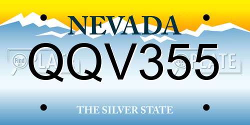 QQV355 Nevada License Plate