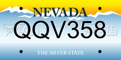 QQV358 Nevada License Plate