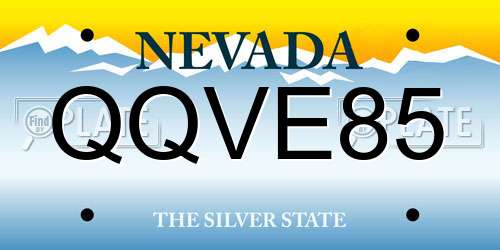 QQVE85 Nevada License Plate