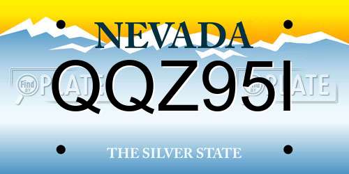 QQZ95I Nevada License Plate