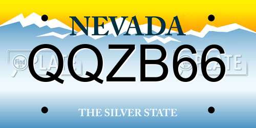 QQZB66 Nevada License Plate