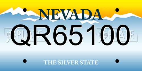 QR65100 Nevada License Plate