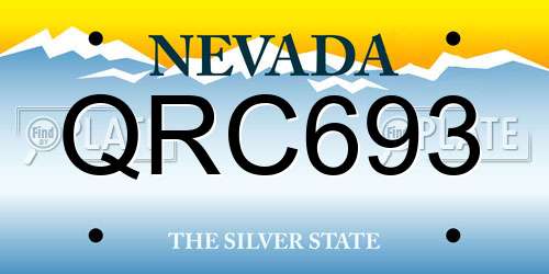 QRC693 Nevada License Plate