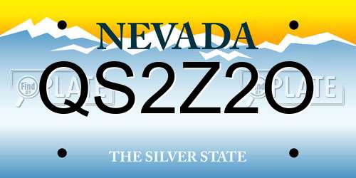 QS2Z2O Nevada License Plate