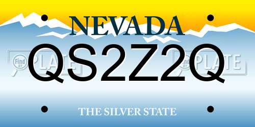 QS2Z2Q Nevada License Plate
