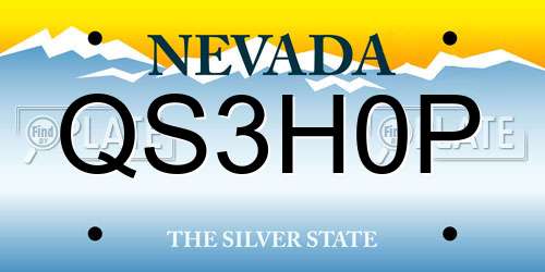 QS3H0P Nevada License Plate