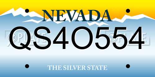 QS4O554 Nevada License Plate