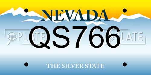 QS766 Nevada License Plate