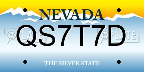 QS7T7D Nevada License Plate