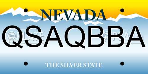 QSAQBBA Nevada License Plate