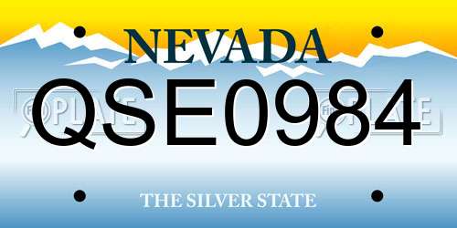 QSE0984 Nevada License Plate