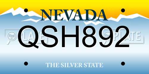 QSH892 Nevada License Plate