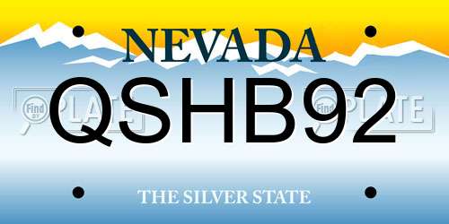 QSHB92 Nevada License Plate