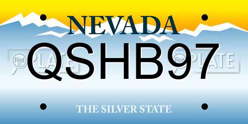QSHB97 Nevada License Plate