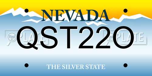 QST22O Nevada License Plate