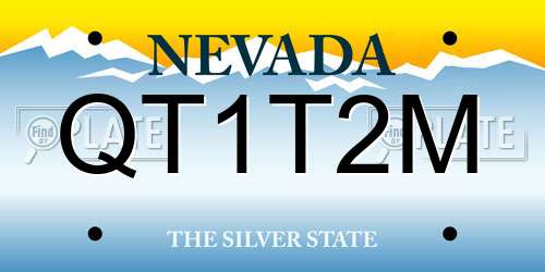 QT1T2M Nevada License Plate