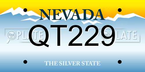 QT229 Nevada License Plate