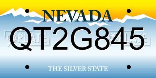 QT2G845 Nevada License Plate