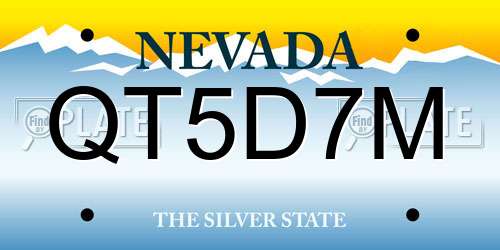 QT5D7M Nevada License Plate