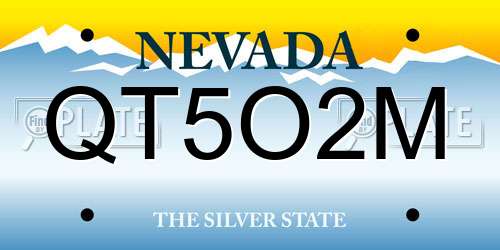 QT5O2M Nevada License Plate