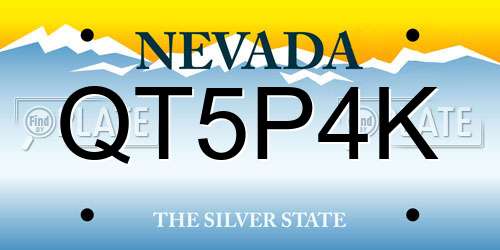 QT5P4K Nevada License Plate