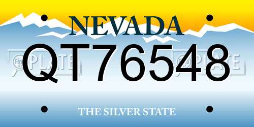 QT76548 Nevada License Plate