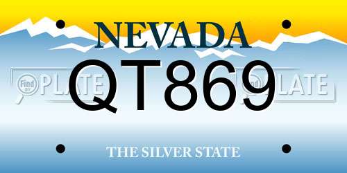 QT869 Nevada License Plate