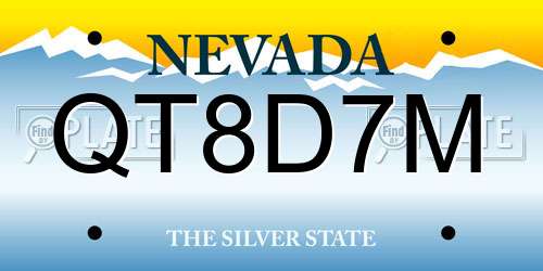 QT8D7M Nevada License Plate