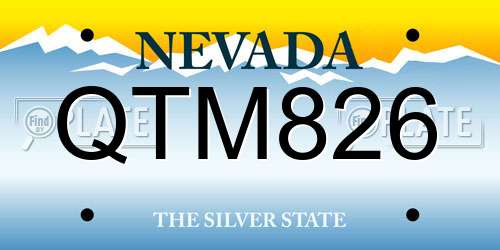 QTM826 Nevada License Plate