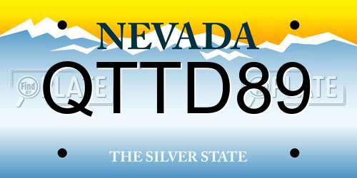 QTTD89 Nevada License Plate