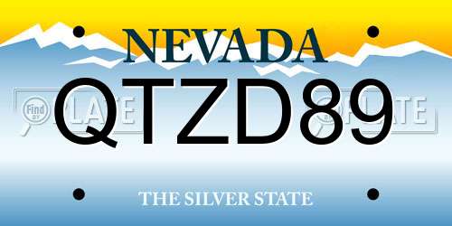 QTZD89 Nevada License Plate