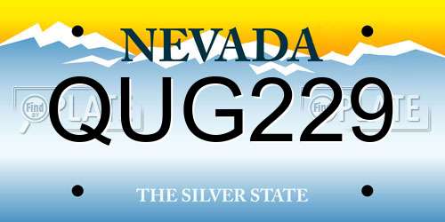 QUG229 Nevada License Plate