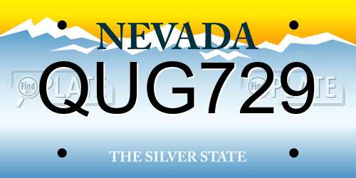 QUG729 Nevada License Plate