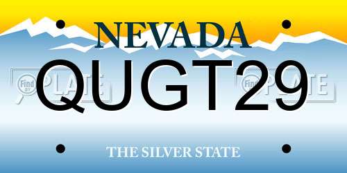 QUGT29 Nevada License Plate