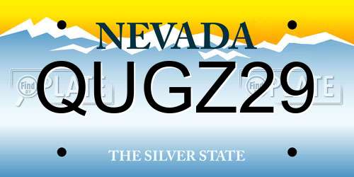 QUGZ29 Nevada License Plate