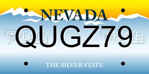 QUGZ79 Nevada License Plate