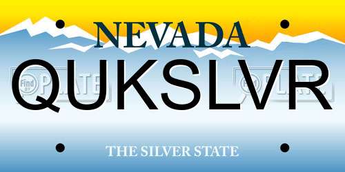 QUKSLVR Nevada License Plate