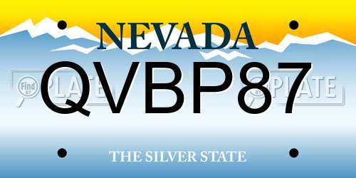 QVBP87 Nevada License Plate