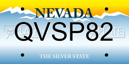 QVSP82 Nevada License Plate