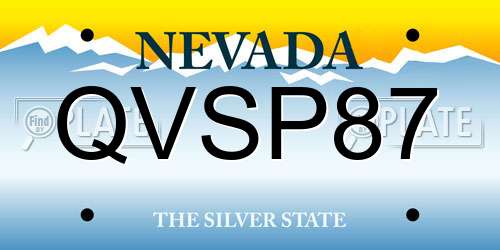 QVSP87 Nevada License Plate